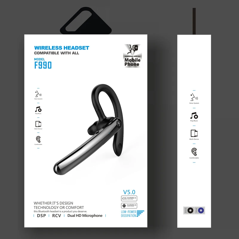 

Business Bluetooth Headset Wireless Earphones With Mute Key RCV Dual Mic HD Call Noise Reduction Headphones For iOS Android
