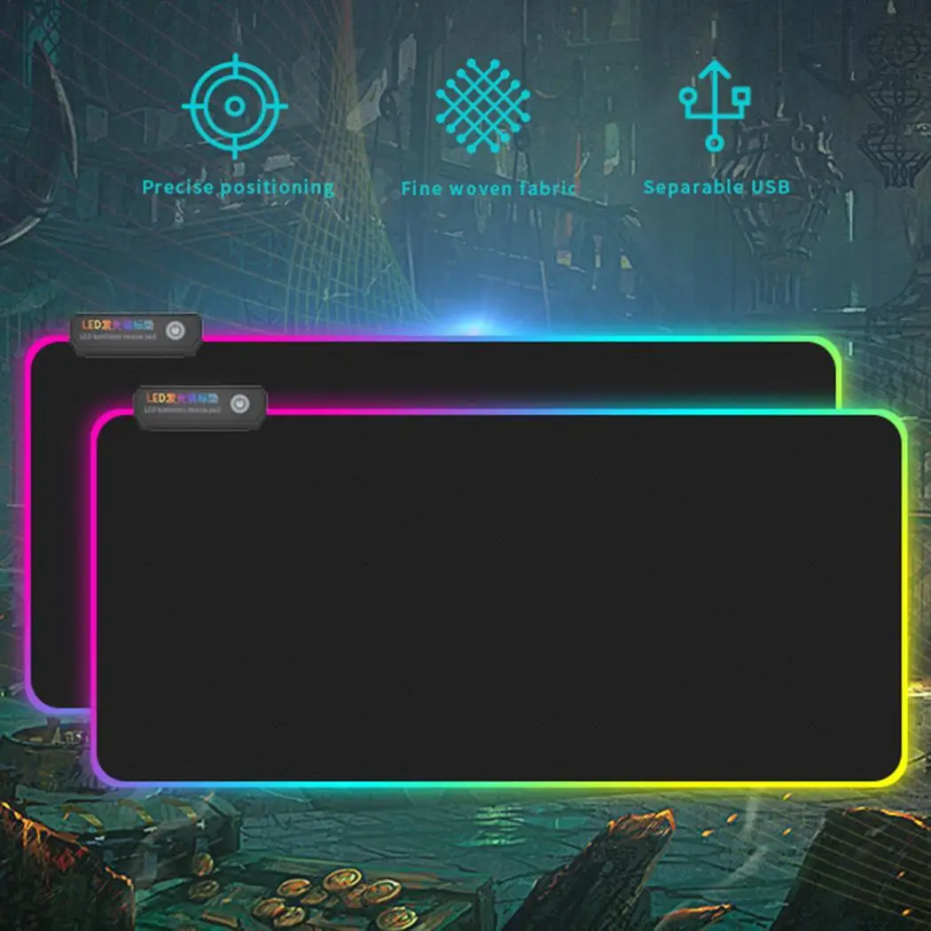 Светодиодный клавиатура с подсветкой коврик RGB для мыши утолщенный 5 в квадратный