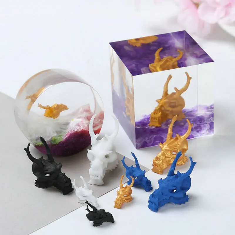 

DIY Mini 3D Dragon Skull Jewelry Fillings Pendant Accessories Charms Crystal Epoxy Cabochon Handmade Stuff Keel Mould Craft