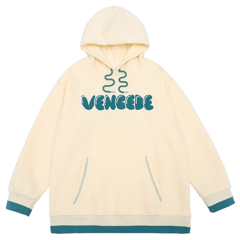 

Men Letter Print Couple Hoodie Sweatshirt Unisex 2021 Winter Oversize Fleece Solid Color Pullover Hoodies Top худи оверсайз