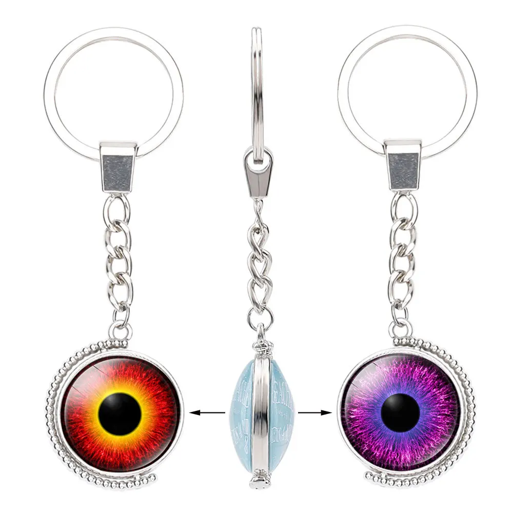 

Devil's Eye Gem Double Side Rotating Keychain Lucky Amulet Birthday Gift Car Bag Pendant Key Chain