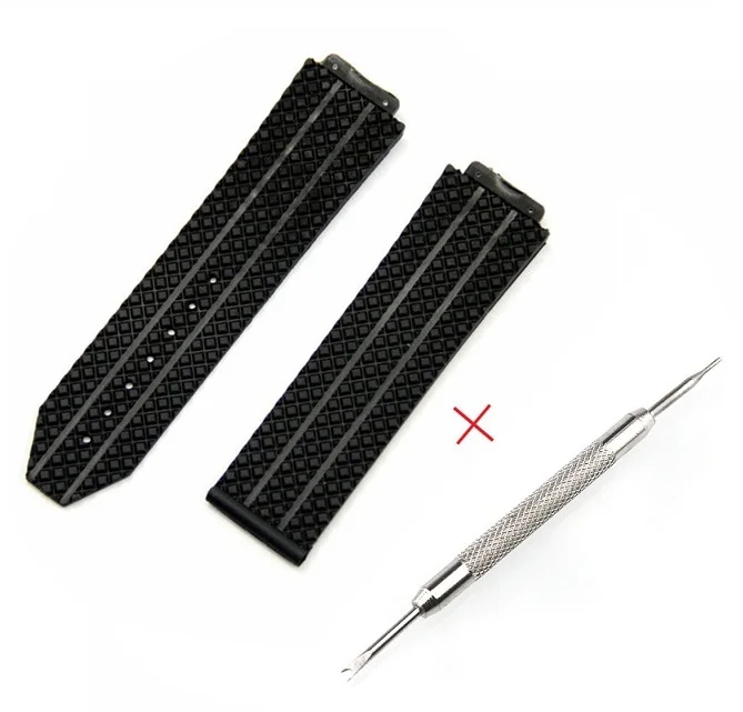 25mmx17mm Watch Accessories Rubber Strap For Hublot Big Bang Series Men and Women Watch Band Accessories - Цвет ремешка: Черный