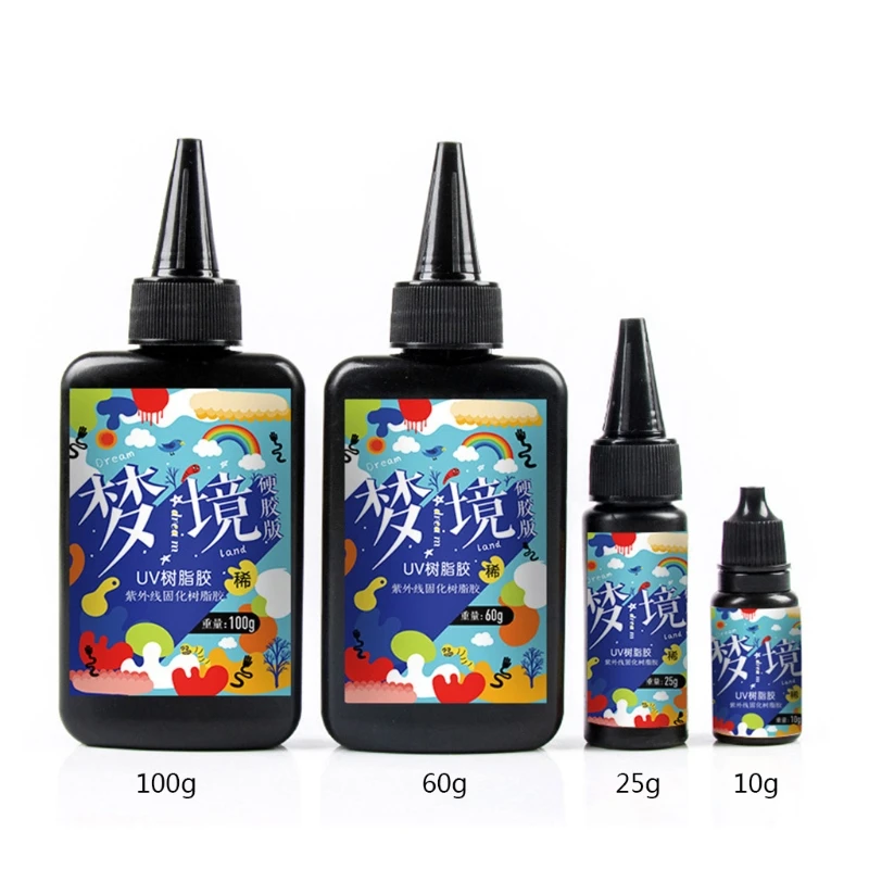 

10/100/25/60g Ultraviolet Resin Hard Glue Curing Crystal Epoxy Hard UV Gel DIY