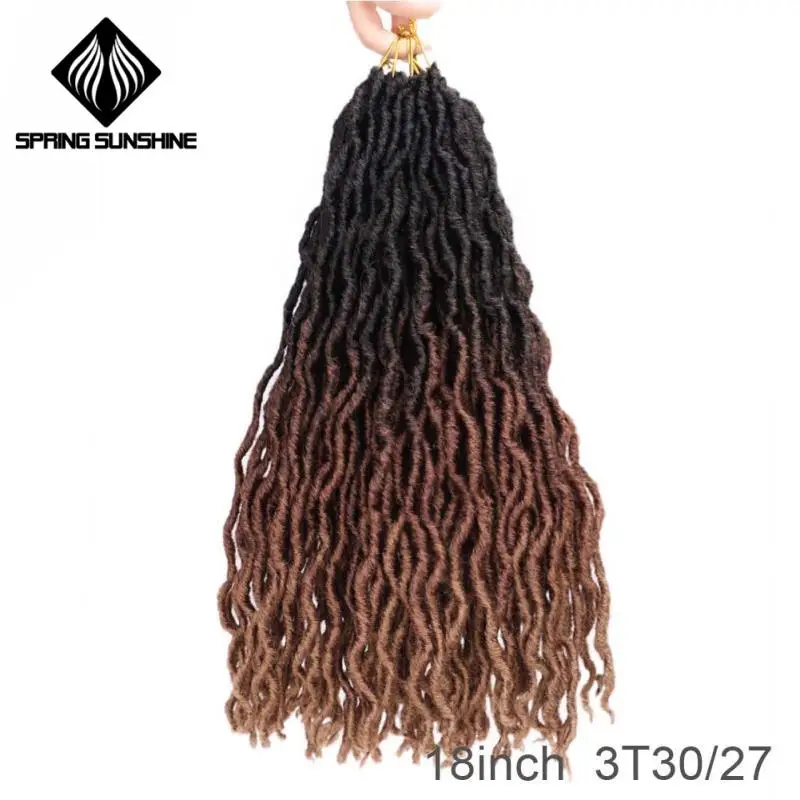 Весна Солнечный свет Синтетический Nu Locs 12 18 дюймов богиня Faux Locs Curly вязание крючком волосы Exntension для черных женщин косы волос плетение - Цвет: #6