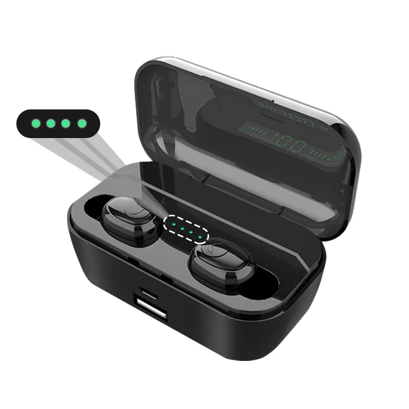 Black No LED Беспроводные bluetooth-наушники TWS миниатюрные беспроводные наушники 3500 мАч power Bank Bluetooth V5.0 светодиодный дисплей гарнитуры IPX7 водонепроницаемый - Цвет: Black No LED