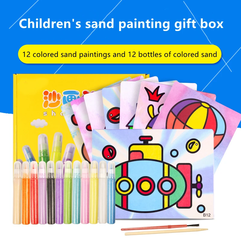 

Детская большая Песочная живопись, креативные игрушки ручной работы, набор песочной живописи, образовательная Подарочная коробка с песочным рисунком для родителей и детей