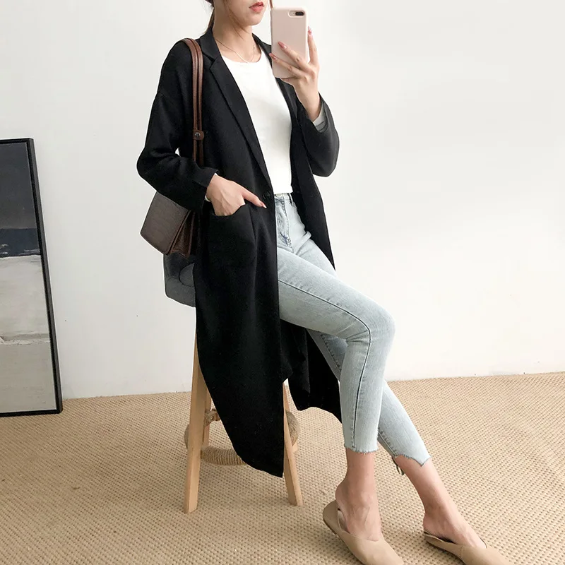 

2019 Spring New Style Women's Trench Coat Mid-length Solid Color Loose Coat