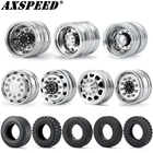 Колесные шины AXSPEED, 2 шт., Tamiya, металлические передние и задние резиновые обода для 114 Tamiya, запчасти для радиоуправляемых автомобилей