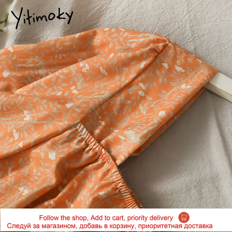 

Yitimoky Blouses Women Spring 2021 Korean New Long Sleeve Butterfly Sleeve shirts Casual Print Square Edible Tree Fungus Tops
