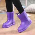 Зимние плюшевые женские нескользящие теплые водонепроницаемые сапоги для дождя, студенческие корейские Сапоги из ЭВА, Рабочая обувь для кухни и стирки, 36-41