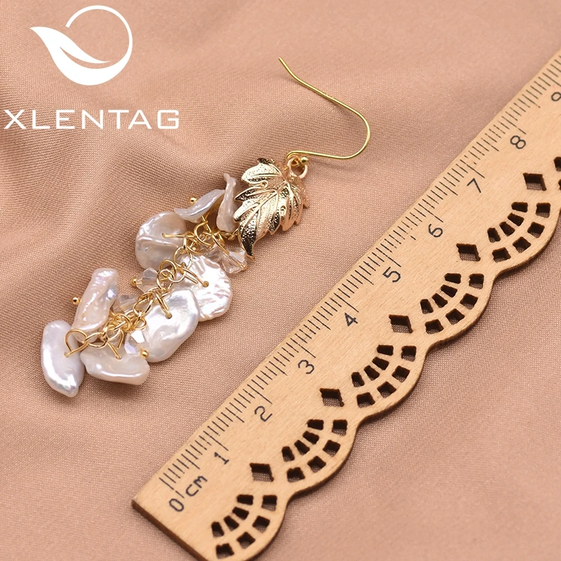 XlentAg натуральный пресноводный барочный жемчуг длинные висячие серьги с