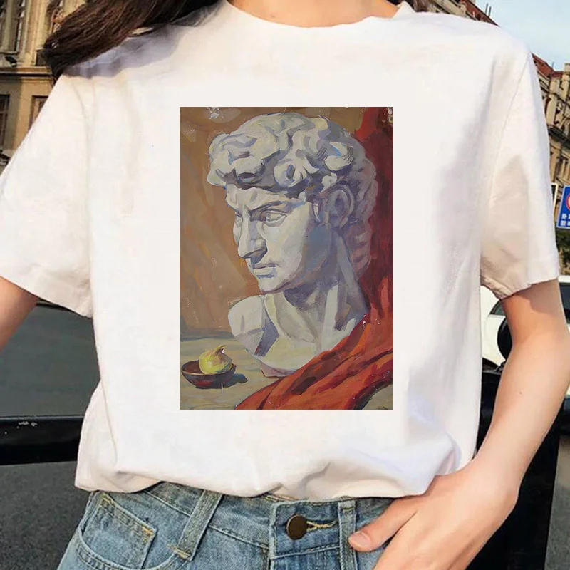 Новая модная женская футболка с принтом Давида микеланжело Повседневная Harajuku