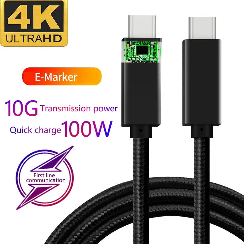 Usb3.1 usb type c 5A 100 Вт PD кабель QC 4,0 Быстрая зарядка type-c usb c Кабель usb 3,0 телефонный кабель для передачи данных для macbook samsung - Цвет: Черный