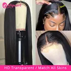 5x5 HD прозрачный парик с закрытием шнурка перуанские прямые человеческие волосы парик для женщин preprucked 180 250 Плотность парики шнурка aliborl волосы