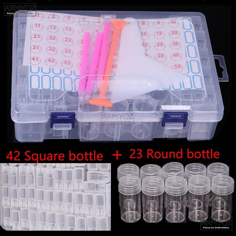 

65 Slots Grid 5D diamond painting Sticker box tools kit diamond Embroidery Accessories Bead Organizer Storage Case Container