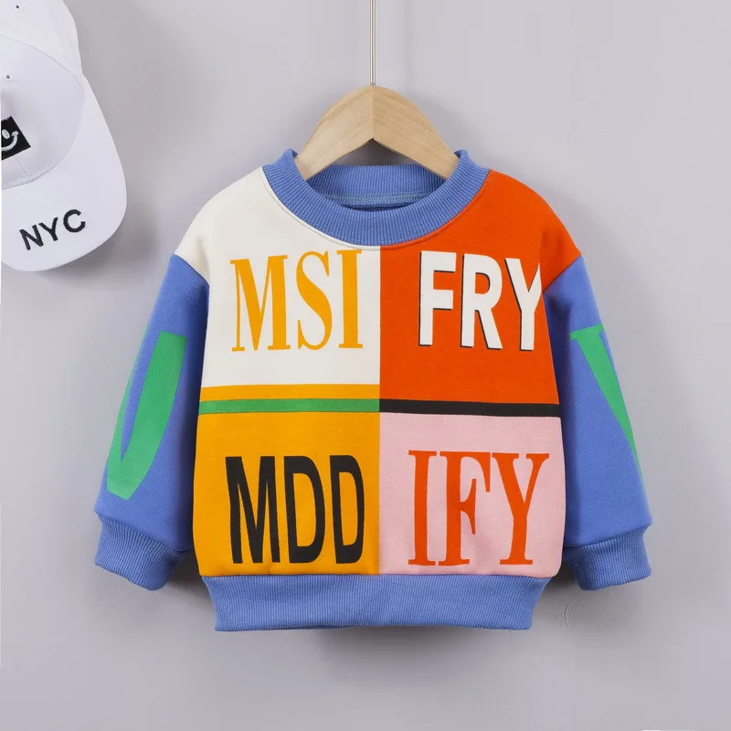 

Boys girls sweatshirt winter children cartoon cute thick velvet sweater for baby kids casual warm tops clothes toddler sweaters