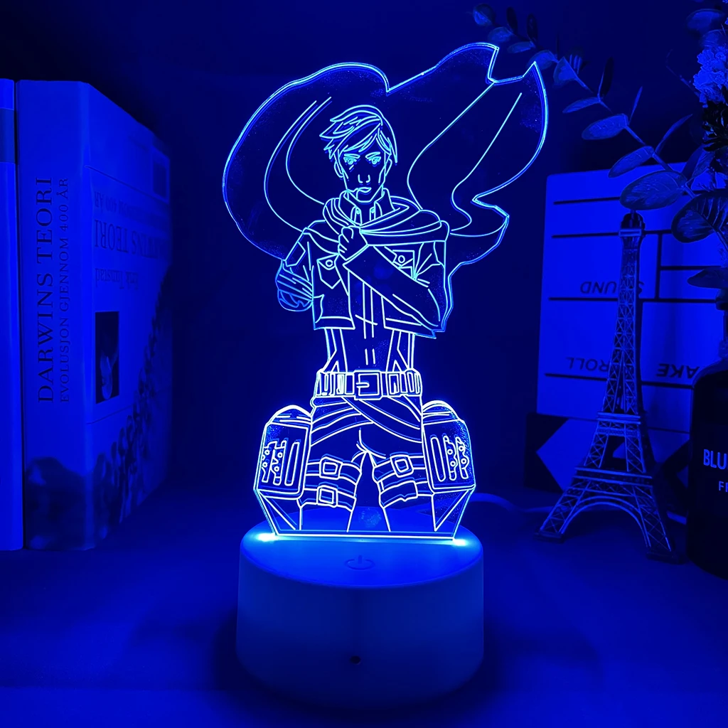 

Anime 3d Lamp Attack on Titan Erwin Smith for Bedroom Decorative Light Kids Birthday Gift Attack on Titan LED Night Light Manga