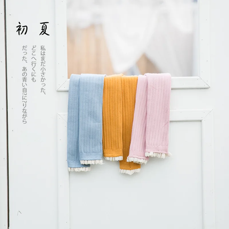 

2021 Spring Autumn Girls Pants Children's Solid Color Leggings Baby Fashion Lace Leggings 1-7Y Kids Clothes