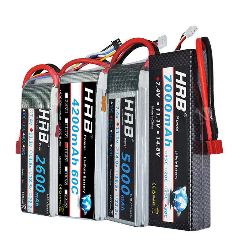 2 шт. аккумулятор HRB Lipo 3S 4S 1800 мАч 3000 6000 7000 жесткий чехол FPV беспилотные самолеты