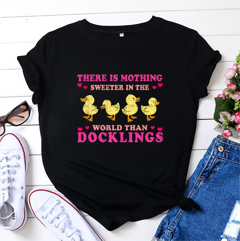 

Women's T-shirt S-5XL Cute Duck Print Women's T-shirt Top 100% Cotton 2021 Summer Women Shirt O-neck Short Sleeve T-shirt Women