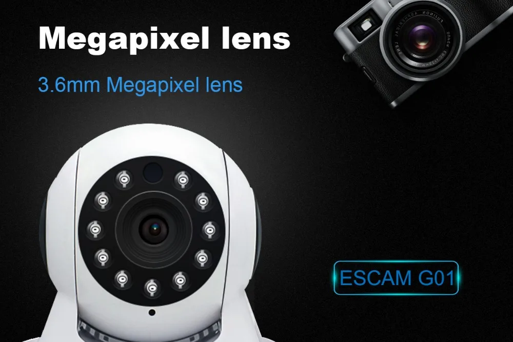 Ip-камера ESCAM G01/02 1MP 720 P/1080 p с датчиком движения PTZ