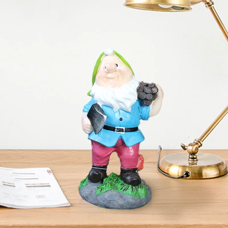 

Garden Gnome Statue Resin Logging Dwarf Figurine Cartoon Fairy Tales Dolls Small Home Ornament for Kids Shelf STTA889