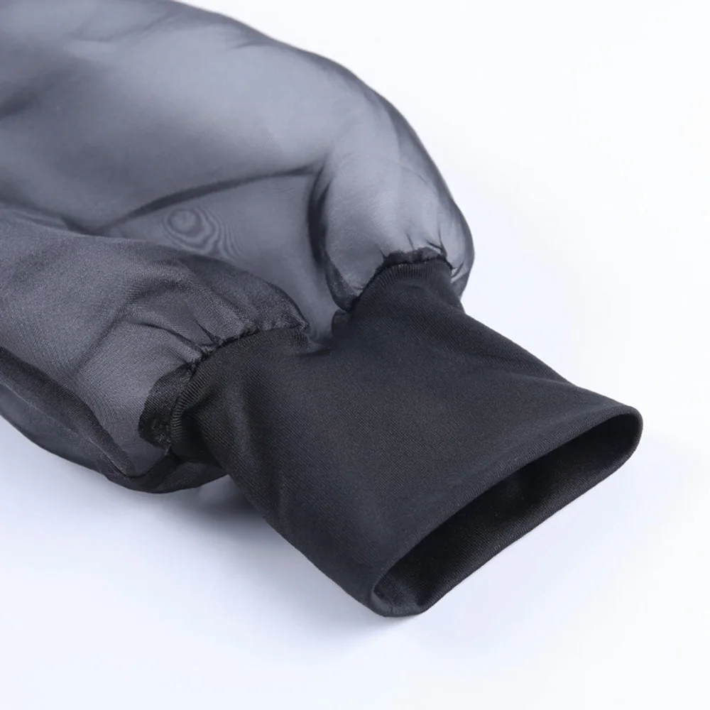 Сексуальное Сетчатое платье-фонарик с длинным рукавом облегающее платье женское