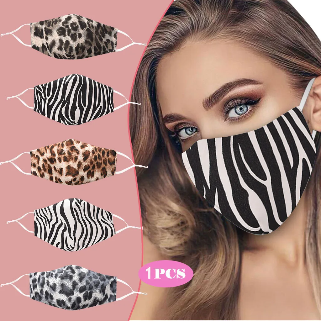 Маска с модным леопардовым принтом моющаяся многоразовая маска для рта женщин и