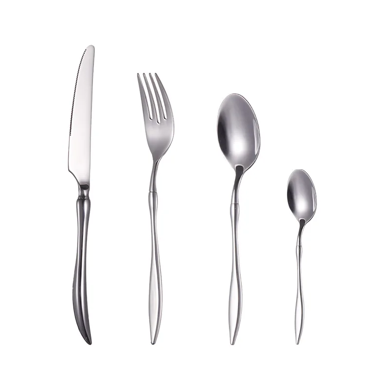 

24Pcs/set Silver Steel Cutlery Set Dinnerware Flatware Set Tableware Silverware Dinner Fork Knife Spoon Drop Shipping