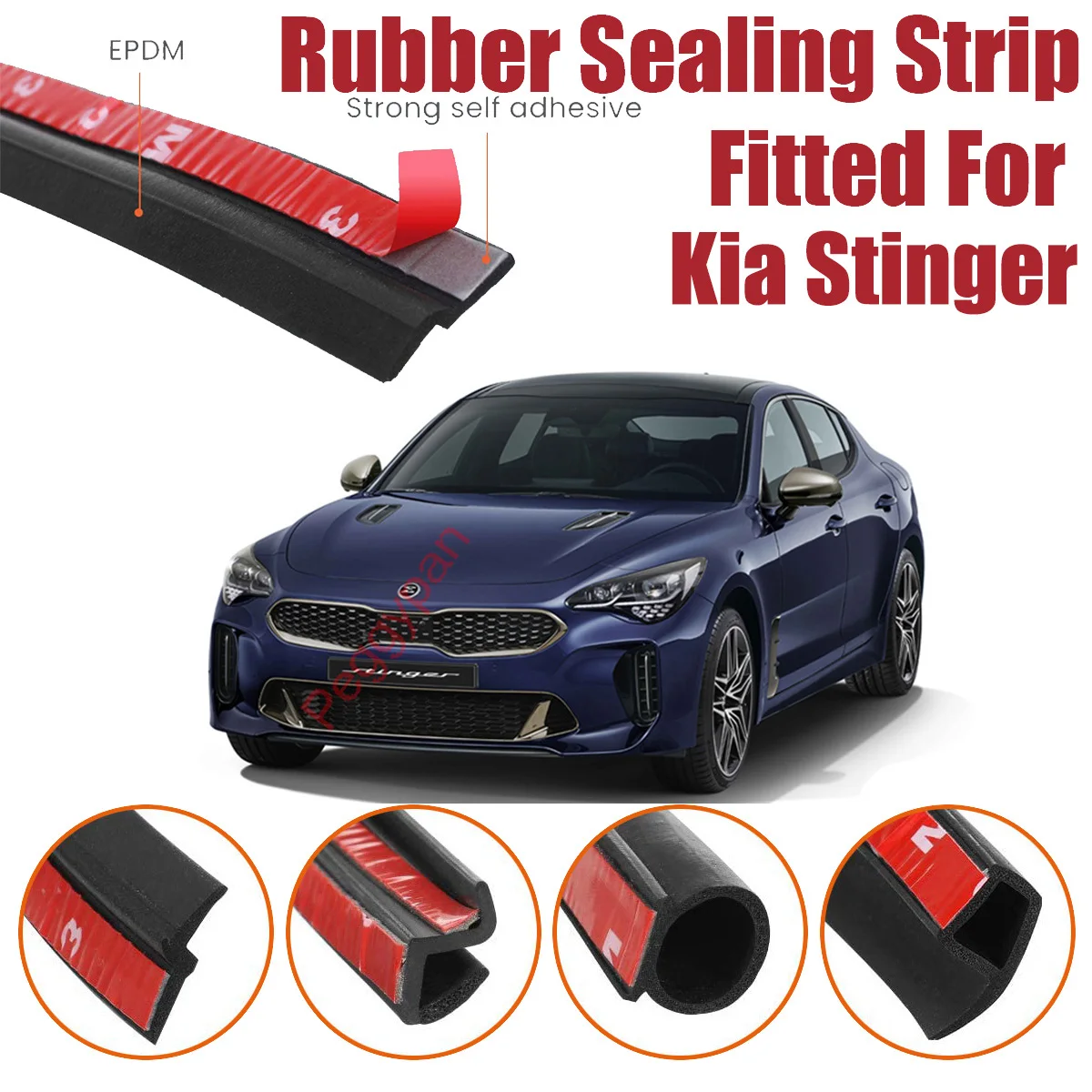 Door Seal Strip Kit Self Adhesive Window Engine Cover Soundproof Rubber Weather Draft Wind Noise Reduction Fit For Kia Stinger
