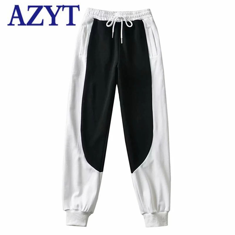 

AZYT Fashion Patchwork Casual Sweatpants Women 2021 Autumn Loose High Waist Harem Pants Female High Quality Jogger Trousers