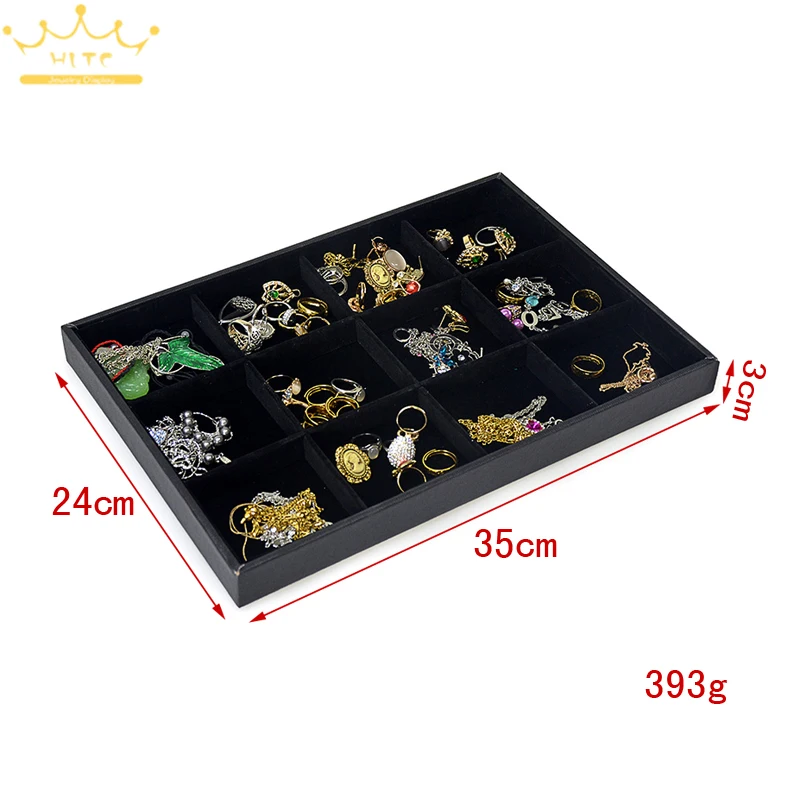 Черный Бархатный поднос для ювелирных изделий демонстрация браслетов ожерелий