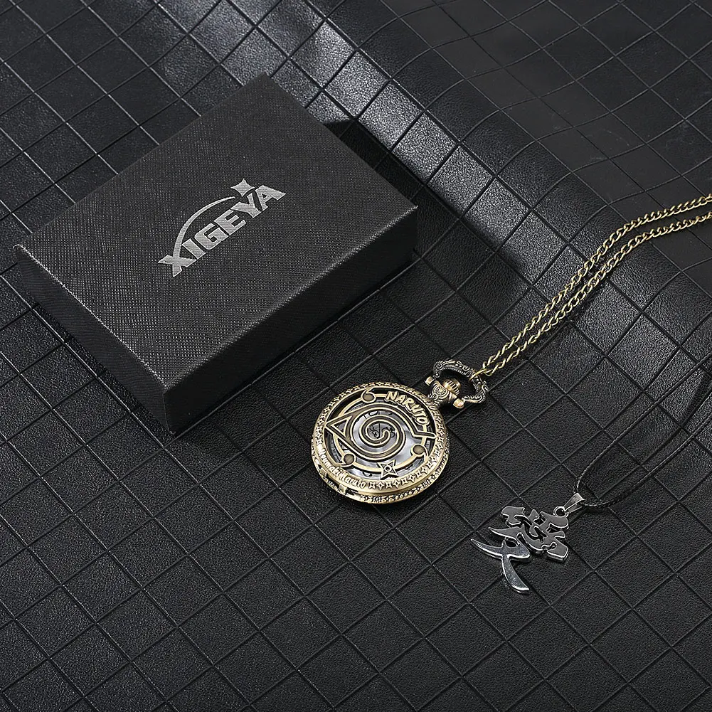 Classic Pocket Watch Cartoon Character Cover Carving Quartz Movement with Chain Two Pieces Set