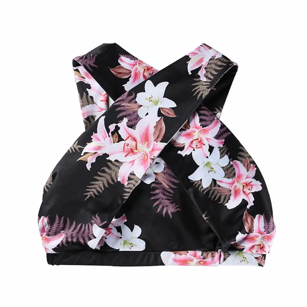 Спортивный жилет пуш-ап с перекрестными лямками и цветочным принтом | Спорт