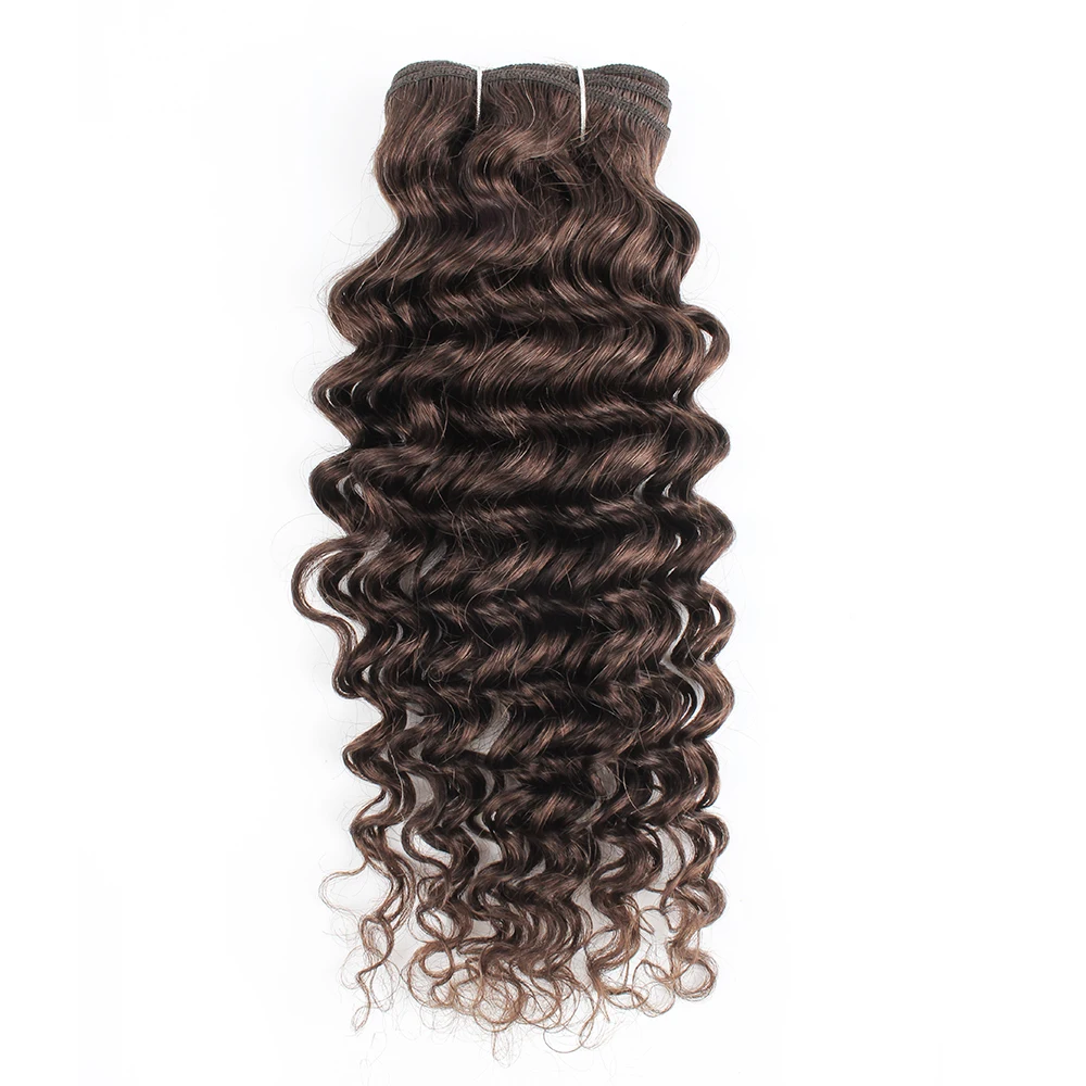 Kisshair color #2 deep wave hair bundles 3/4 pcs darkest brown Peruvian  human hair extension 10 to 24 inch remy weft hair