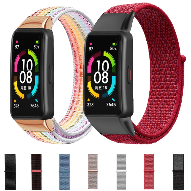 

Нейлоновые ремни-петли для смарт-браслета Huawei Honor Band 6, дышащий женский и мужской браслет с металлическим разъемом для Honor Band 6 Correa