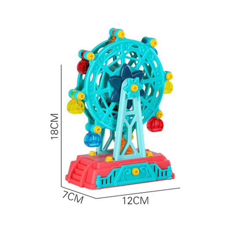 

Amusement Park Scene Forest Animal Family Ferris Wheel Pirate Ship Model Toy Set Screw Assembly Play House Model Child Gift