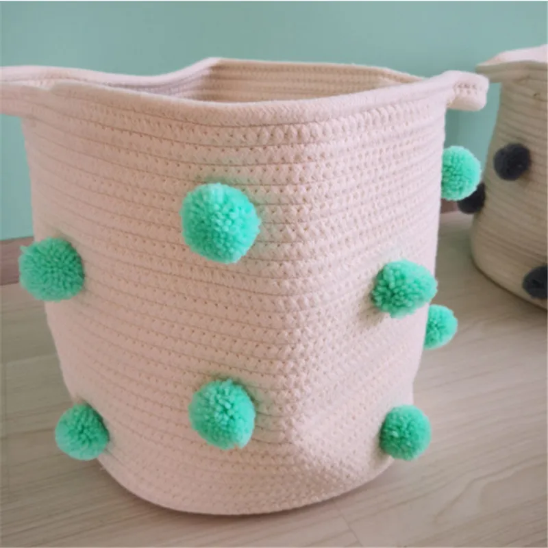 

Home Furnishing Woven Wool Ball Bathroom Laundry Basket Debris Storage Bucket Children's Toy Storage Box