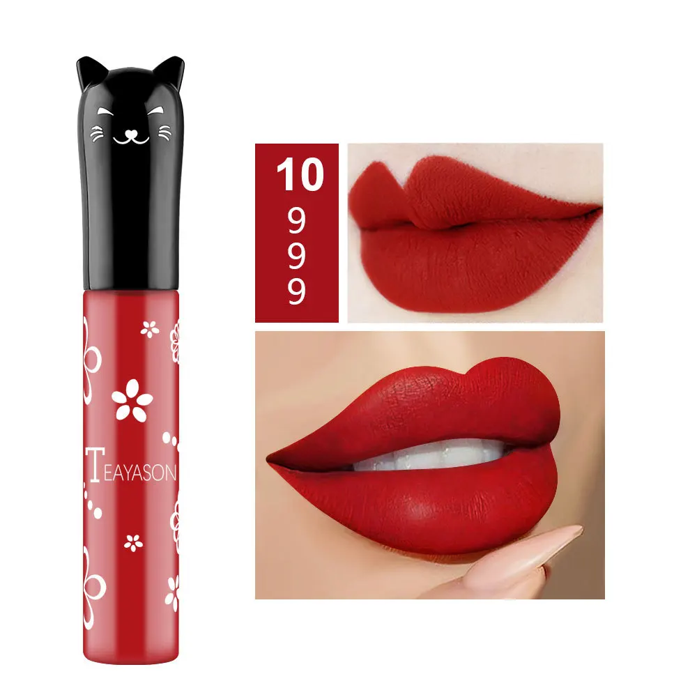 1 шт. Матовая жидкая губная помада с милым котиком стойкий блеск для губ