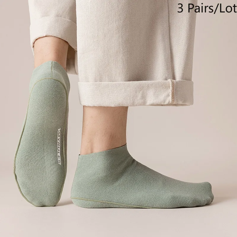 

Men's Socks Autumn/Winter Comfortable Thickened Thermal Tnvisibility Socks Pure Color Leisure Shallow Mouth Boys' Boat Socks