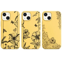 flower plant floral simple line phone case yellow color for iphone 13 12 11 x xr xs mini pro max 6 7 8 plus shell cover coque