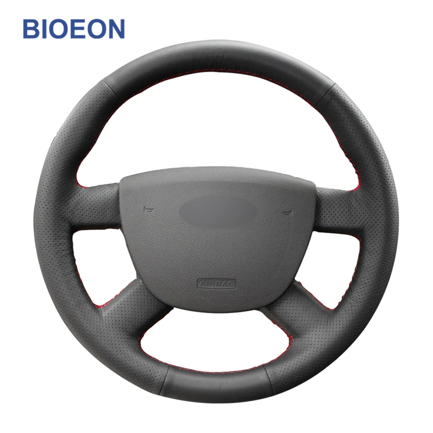 Ручные Швейные черные чехлы из искусственной кожи на руль для Ford Kuga 2008-2011 Focus 2 2005-2011 C-MAX 2007-2010