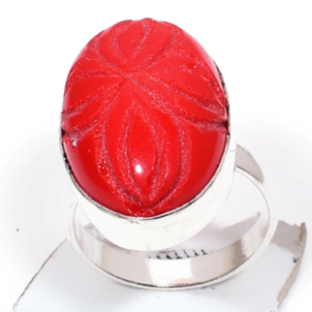 Резьбовое покрытие из кораллового серебра над медью размер: 7 75 R5506|Кольца| |