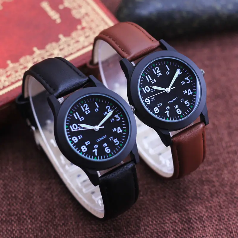 

Children's Schoolboy 24-Hour Belt Waterproof Quartz Watch for Student Exams Fashion Korean Watch