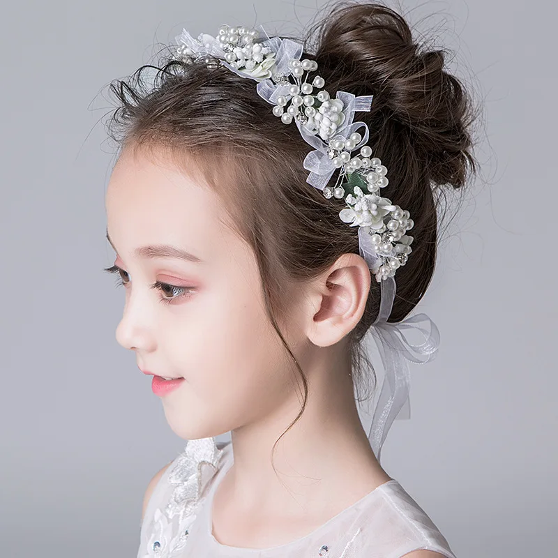 

Garland headdress children Mori female milky white flower head beautiful handmade flower girl accessories