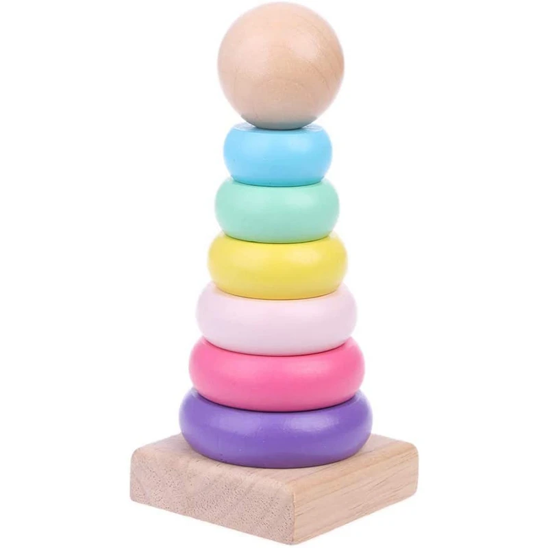 

Stacker Warm Color Rainbow Stacking Ring Tower Stapelring Blocks Wood Toddler Baby Toys