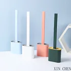 Силиконовая щетка для унитаза, мягкая щетка с плоской головкой и быстросохнущим держателем