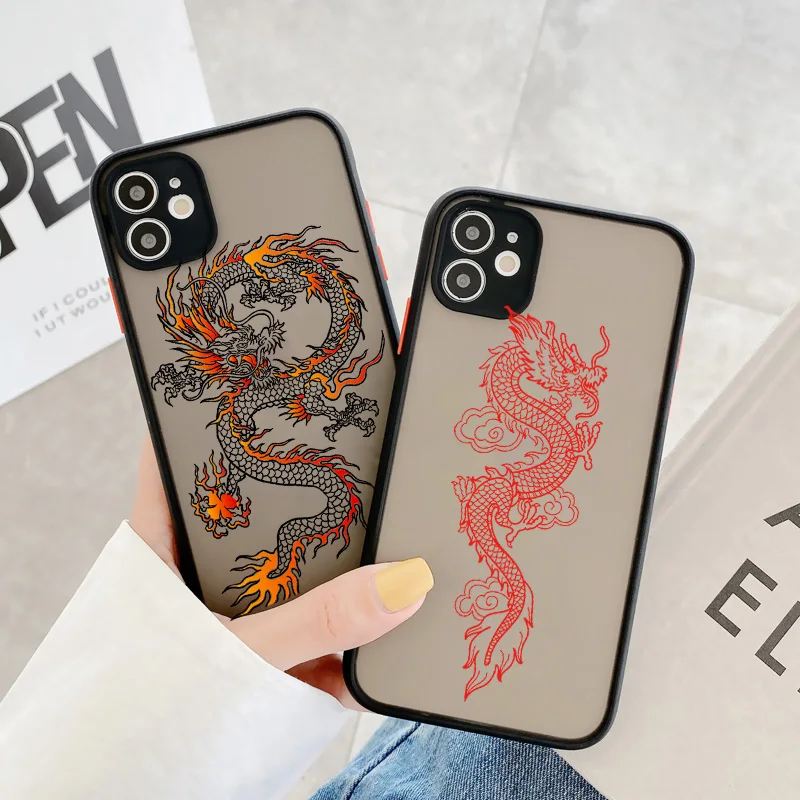 black dragon phone case for iphone 11 7 8 plus x xr xs 12 13 pro max plus se 2020 fashion animal hard pc back cover funda shell free global shipping