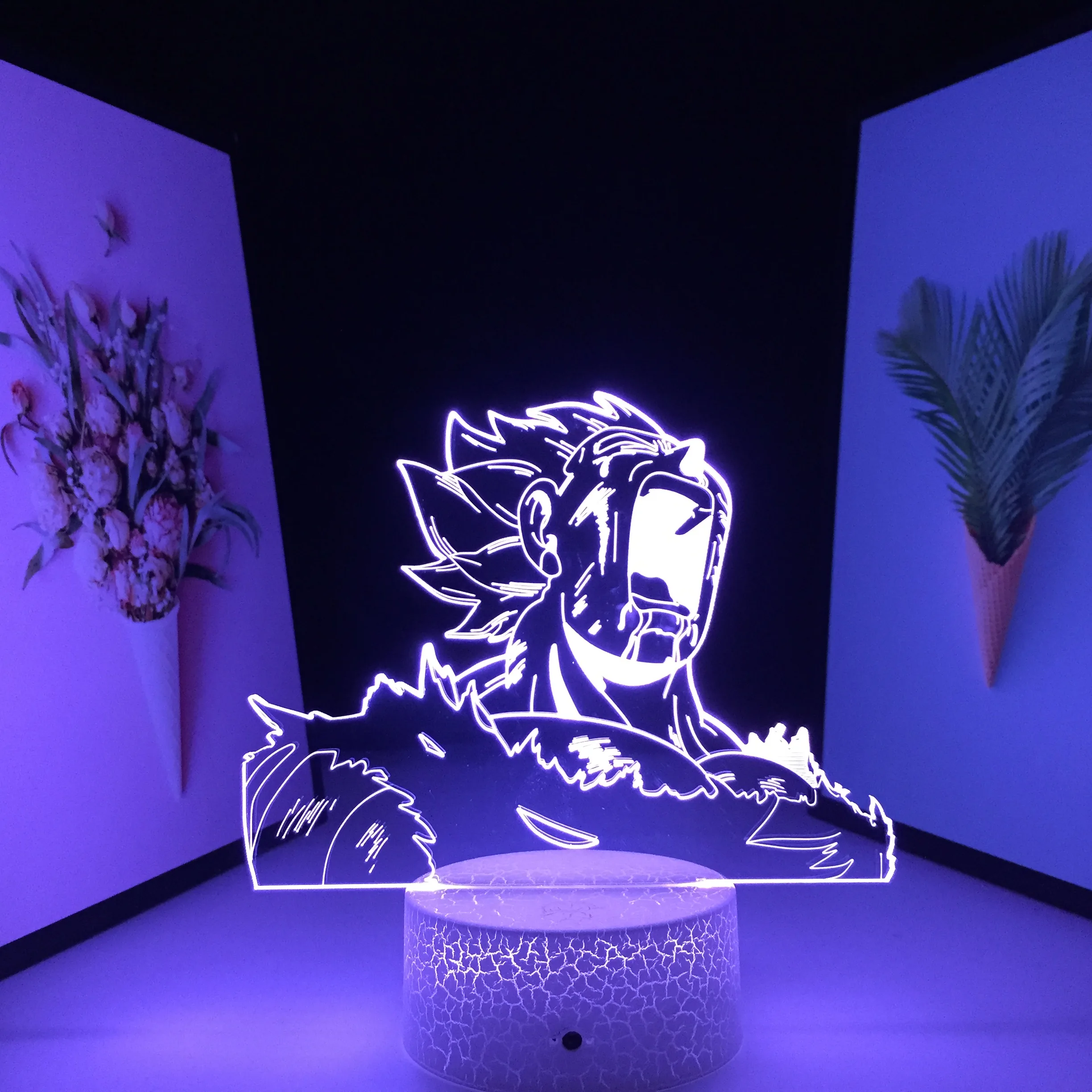 

Shouting Man 3D LED Lamp Anime Figure Visual Illusion White Cracked Base Acrylic Light Guide Plate for Festival Birthday Gifts