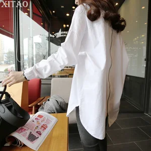 Женская блузка с молнией на спине и длинным рукавом, XWW2349